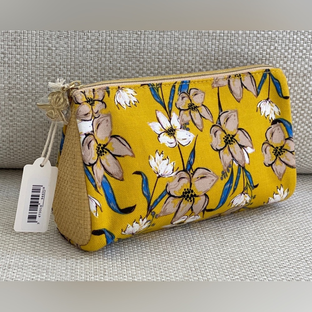 Sisley Floral Makeup Yellow Clutch NWT